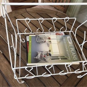 Shabby chic White wrought iron magazine holder